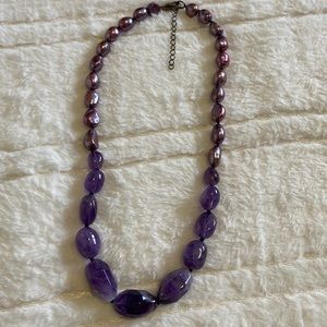 Pearl and graduated amethyst necklace
